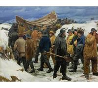 DQCJIYIGL Famous Canvas Prints Portrait Classic Wall Decor the Lifeboat Is Taken Through the Dunes by Michael Peter Ancher Abstract Painting for Home Decor 60x90cm