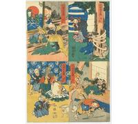 DQCJIYIGL Famous Canvas Prints Portrait Classic Wall Decor the Monster's Chūshingura by Utagawa Kuniyoshi Abstract Painting for Home Decor 60x90cm
