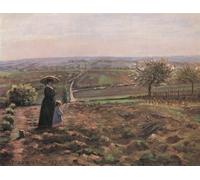 DQCJIYIGL Famous Canvas Prints Portrait Classic Wall Decor the Route of Rouen the Heights of Lhautil Pontoise by Camille Jacob Pissarro Abstract Painting for Home Decor 60x90cm