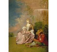 DQCJIYIGL Famous Canvas Prints Portrait Classic Wall Decor the Shy Lover by Jean Antoine Watteau Abstract Painting for Home Decor 60x90cm
