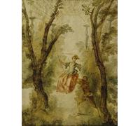 DQCJIYIGL Famous Canvas Prints Portrait Classic Wall Decor the Swing Suomi by Jean Antoine Watteau Abstract Painting for Home Decor 60x90cm