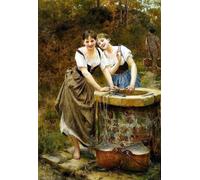 DQCJIYIGL Famous Canvas Prints Portrait Classic Wall Decor the Wishing Well by Vlaho Bukovac Abstract Painting for Home Decor 60x90cm