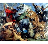 DQCJIYIGL Famous Canvas Prints Portrait Classic Wall Decor Tiger and Lion Hunting by Peter Paul Rubens Abstract Painting for Home Decor 60x90cm