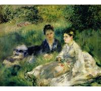 DQCJIYIGL Famous Canvas Prints Portrait Classic Wall Decor Two Women in the Park by Pierre Auguste Renoir Abstract Painting for Home Decor 60x90cm