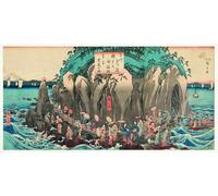 DQCJIYIGL Famous Canvas Prints Portrait Classic Wall Decor View of a Pilgrimage to the Cave and Shrine of Benzaiten At Enoshima Sagami by Utagawa Hiroshige Abstract Painting for Home Decor 60x90cm