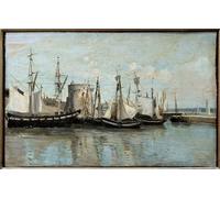 DQCJIYIGL Famous Canvas Prints Portrait Classic Wall Decor View of La Rochelle entrance to the port of sewage in by Jean Baptiste Camille Corot Abstract Painting for Home Decor 60x90cm