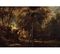 DQCJIYIGL Famous Painting Art Print Images Modern Canvas Prints a Forest At Dawn with a Deer Hunt by Peter Paul Rubens Oil Painting for Home Decor 60x90cm