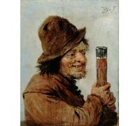 DQCJIYIGL Famous Painting Art Print Images Modern Canvas Prints a Peasant Holding a Glass by David Teniers the Younger Oil Painting for Home Decor 60x90cm