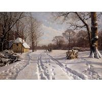 DQCJIYIGL Famous Painting Art Print Images Modern Canvas Prints a Sleigh Ride Through a Winter Landscape by Peder Monsted Oil Painting for Home Decor 60x90cm