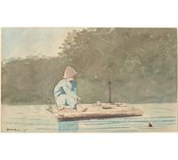 DQCJIYIGL Famous Painting Art Print Images Modern Canvas Prints Boy on a Raft by Winslow Homer Oil Painting for Home Decor 60x90cm