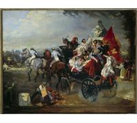 DQCJIYIGL Famous Painting Art Print Images Modern Canvas Prints Carnival Scene in Paris Place De La Concorde in Painting by Eugene Louis Lami Oil Painting for Home Decor 60x90cm