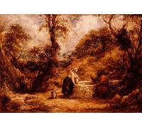 DQCJIYIGL Famous Painting Art Print Images Modern Canvas Prints Christ and the Woman of Samaria At Jacob's Well by Linnell Oil Painting for Home Decor 60x90cm