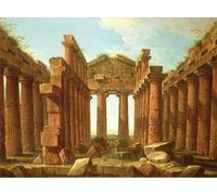 DQCJIYIGL Famous Painting Art Print Images Modern Canvas Prints Figures Admiring the Temple of Neptune At Paestum by Antonio Joli Oil Painting for Home Decor 60x90cm