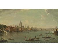 DQCJIYIGL Famous Painting Art Print Images Modern Canvas Prints Four Views of London the Thames Looking Towards St Pauls by Antonio Joli Oil Painting for Home Decor 60x90cm