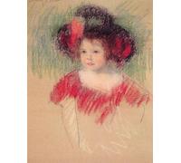 DQCJIYIGL Famous Painting Art Print Images Modern Canvas Prints Margot in Big Bonnet and Red Dress by Mary Cassatt Oil Painting for Home Decor 60x90cm