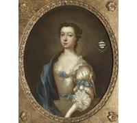 DQCJIYIGL Famous Painting Art Print Images Modern Canvas Prints One of a Pair of Portraits of Two Sisters of the Moult Family by Arthur Devis Oil Painting for Home Decor 60x90cm