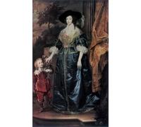 DQCJIYIGL Famous Painting Art Print Images Modern Canvas Prints Queen Henrietta Maria and Her Dwarf Sir Jeffrey Hudson by Van Dyck Oil Painting for Home Decor 60x90cm