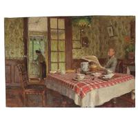 DQCJIYIGL Famous Painting Art Print Images Modern Canvas Prints Reading in the Dining Room Vaucresson by Edouard Vuillard Oil Painting for Home Decor 60x90cm