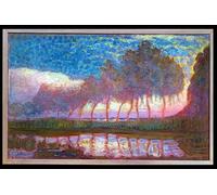 DQCJIYIGL Famous Painting Art Print Images Modern Canvas Prints Row of Eleven Poplars in Red Yellowand Green by Piet Mondrian Oil Painting for Home Decor 60x90cm