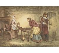 DQCJIYIGL Famous Painting Art Print Images Modern Canvas Prints Royalists Seeking Refuge in the House of a Puritan by Marcus Stone Oil Painting for Home Decor 60x90cm