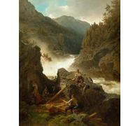 DQCJIYIGL Famous Painting Art Print Images Modern Canvas Prints Rukkedals River Nes in Hallingdal by Hans Gude Oil Painting for Home Decor 60x90cm