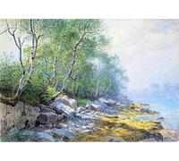DQCJIYIGL Famous Painting Art Print Images Modern Canvas Prints Seal Harbor Mount Desert Maine by William Haseltine Oil Painting for Home Decor 60x90cm