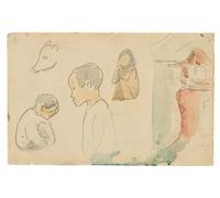 DQCJIYIGL Famous Painting Art Print Images Modern Canvas Prints Sketches of Crouching and Standing Figures a Pig by Paul Gauguin Oil Painting for Home Decor 60x90cm