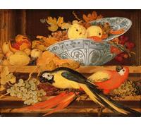 DQCJIYIGL Famous Painting Art Print Images Modern Canvas Prints Still Life with Fruit and Macaws by Balthasar Van Der Ast Oil Painting for Home Decor 60x90cm