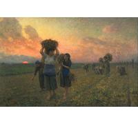 DQCJIYIGL Famous Painting Art Print Images Modern Canvas Prints the Last Gleanings by Jules Breton Oil Painting for Home Decor 60x90cm