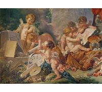 DQCJIYIGL Famous Painting Art Print Images Modern Canvas Prints The Meeting of the Arts or The Geniuses of the Arts by François Boucher Oil Painting for Home Decor 60x90cm