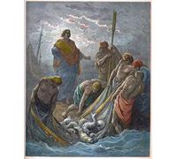 DQCJIYIGL Famous Painting Art Print Images Modern Canvas Prints the Miraculous Draught of Fishes Miraculous Fishing Engraving in the Bible by Gustave Dore Oil Painting for Home Decor 60x90cm