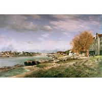 DQCJIYIGL Famous Painting Art Print Images Modern Canvas Prints the Old Quay At Bercy Paris by Jean Baptiste Armand Guillaumin Oil Painting for Home Decor 60x90cm