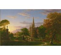 DQCJIYIGL Famous Painting Art Print Images Modern Canvas Prints the Return by Thomas Cole Oil Painting for Home Decor 60x90cm