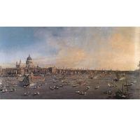DQCJIYIGL Famous Painting Art Print Images Modern Canvas Prints The River Thames with St. Pauls Cathedral on Lord Mayors Day by Antonio Canal Oil Painting for Home Decor 60x90cm