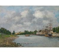 DQCJIYIGL Famous Painting Art Print Images Modern Canvas Prints View of the Port of Saint Valéry Sur Somme by Eugene Louis Boudin Oil Painting for Home Decor 60x90cm