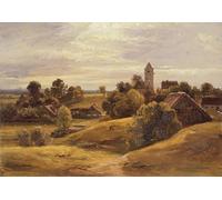 DQCJIYIGL Famous Painting Art Print Images Modern Canvas Prints Village Near Dachau by Christian Ernst Bernhard Morgenstern Oil Painting for Home Decor 60x90cm