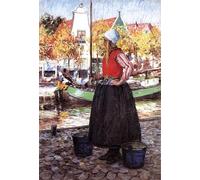 DQCJIYIGL Famous Painting Art Print Images Modern Canvas Prints Woman Along Canal George Hitchcock Oil Painting for Home Decor 60x90cm