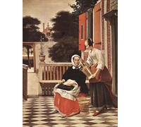 DQCJIYIGL Famous Painting Art Print Images Modern Canvas Prints Woman and Maid Pieter De Hooch Oil Painting for Home Decor 60x90cm