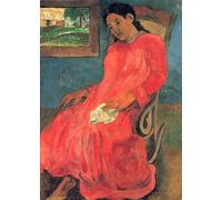 DQCJIYIGL Famous Painting Art Print Images Modern Canvas Prints Woman in Red Dress by Paul Gauguin Oil Painting for Home Decor 60x90cm