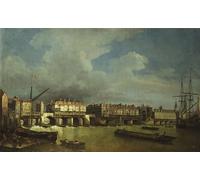DQCJIYIGL Famous Painting Wall Art Posters Posters And Prints a View of Old London Bridge with Barges on the Thames by Famous Painter Mural Artwork for Home Decor 60x90cm