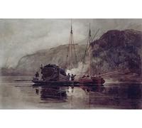 DQCJIYIGL Famous Painting Wall Art Posters Posters And Prints Coal Barges on the Medway by Luke Clennell Mural Artwork for Home Decor 60x90cm