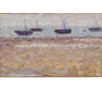 DQCJIYIGL Famous Painting Wall Art Posters Posters And Prints Four Boats At Grandcamp by Georges Seurat Mural Artwork for Home Decor 60x90cm