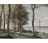 DQCJIYIGL Famous Painting Wall Art Posters Posters And Prints Honfleur: Calvary by Jean Baptiste Camille Corot Mural Artwork for Home Decor 60x90cm