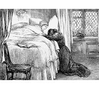 DQCJIYIGL Famous Painting Wall Art Posters Posters And Prints Illustration Depicting a Daughter Weeping At Her Mother's Deathbed by Mary Ellen Edwards Mural Artwork for Home Decor 60x90cm