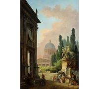 DQCJIYIGL Famous Painting Wall Art Posters Posters And Prints Imaginary View Ofwith the Horse Tamer of the Monte Cavallo by Hubert Robert Mural Artwork for Home Decor 60x90cm