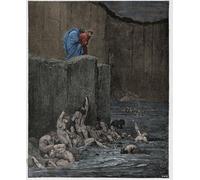 DQCJIYIGL Famous Painting Wall Art Posters Posters And Prints Paramours and Flatterers in the Eighth Circle Illustration by Gustave Dore Mural Artwork for Home Decor 60x90cm