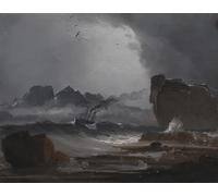 DQCJIYIGL Famous Painting Wall Art Posters Posters And Prints Rough Sea with a Steamer Near the of Norway by Peder Balke Mural Artwork for Home Decor 60x90cm