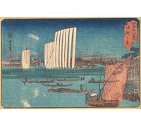 DQCJIYIGL Famous Painting Wall Art Posters Posters And Prints Sailing Boats From the Series Twelve Views of Edo by Ando Hiroshige Mural Artwork for Home Decor 60x90cm