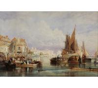 DQCJIYIGL Famous Painting Wall Art Posters Posters And Prints Scene At Greenwich on the River Thames on the Morning of Saturday by Miles Richardson Mural Artwork for Home Decor 60x90cm