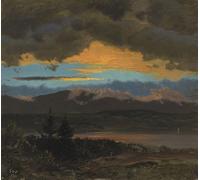 DQCJIYIGL Famous Painting Wall Art Posters Posters And Prints Sunset Across the Hudson Valley New York by Frederic Edwin Church Mural Artwork for Home Decor 60x90cm